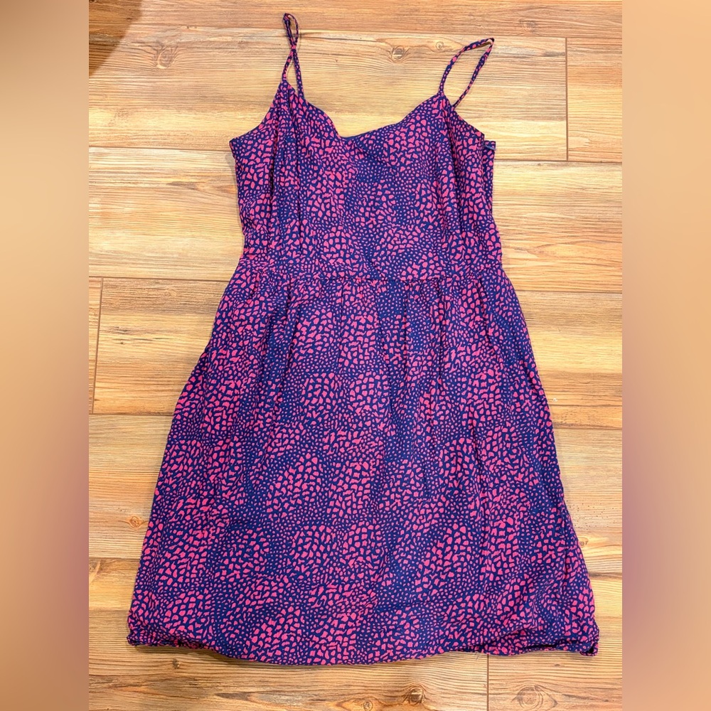 GAP Blue Pink Animal Print adjustable strap dress with pockets size 8